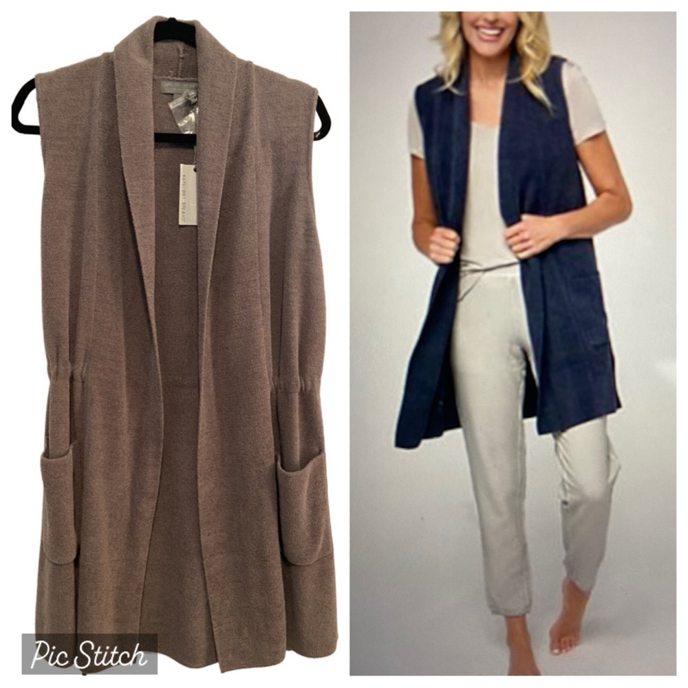 Barefoot Dreams Cozy Chic Ultra Lite Shawl Collar Vest Graphite Small New